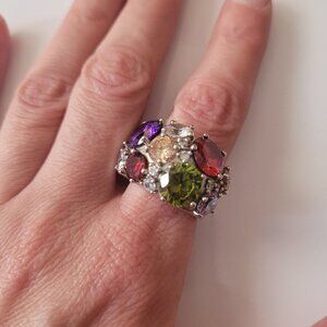 Vintage Avon Multi-Coloured Cocktail Ring-Size 8